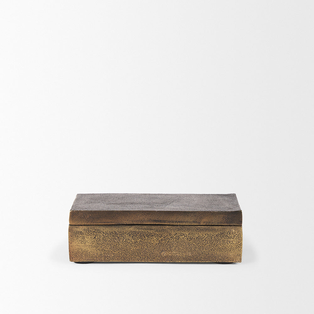 Mercana - Porschia Small Antiqued Gold Metal Decorative Box - 70674 view 2