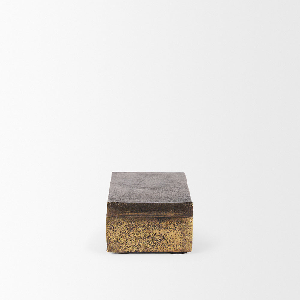 Mercana - Porschia Small Antiqued Gold Metal Decorative Box - 70674 view 3