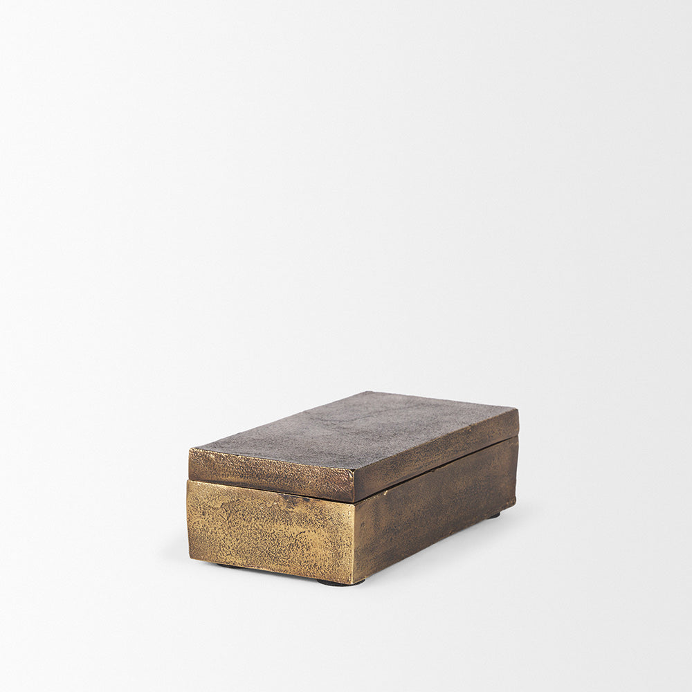 Mercana - Porschia Small Antiqued Gold Metal Decorative Box - 70674 view 4