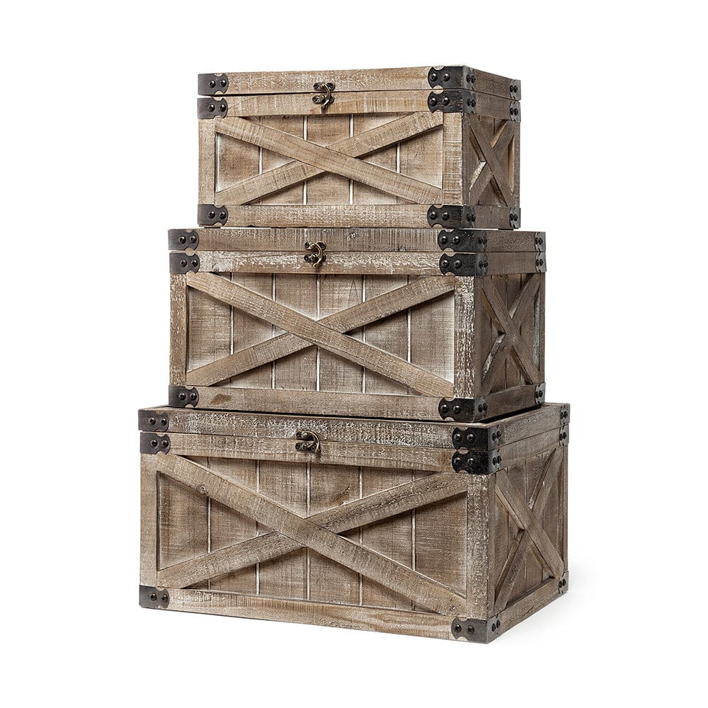 Mercana - Port Moody Brown Wooden Decorative Boxes (Set of 3) - 67980_CLOSEOUT view 1