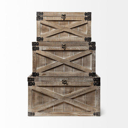Mercana - Port Moody Brown Wooden Decorative Boxes (Set of 3) - 67980_CLOSEOUT view 2