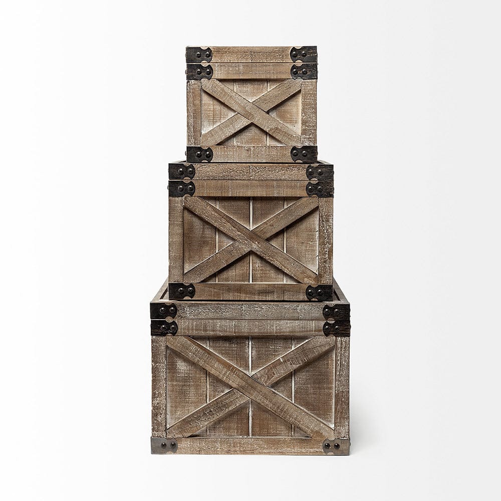 Mercana - Port Moody Brown Wooden Decorative Boxes (Set of 3) - 67980_CLOSEOUT view 5