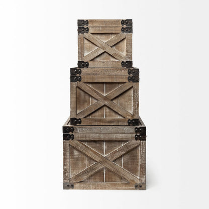 Mercana - Port Moody Brown Wooden Decorative Boxes (Set of 3) - 67980_CLOSEOUT view 5