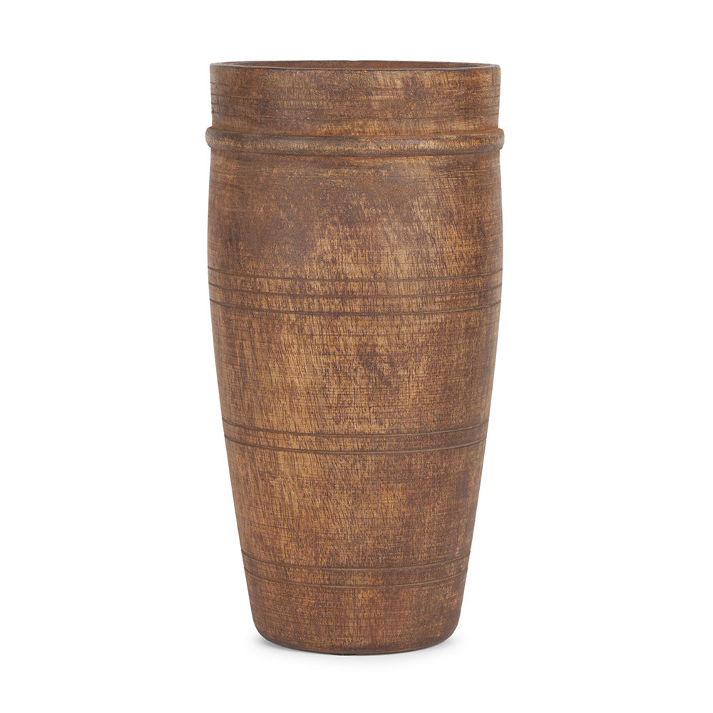 Mercana - Porta Large Medium Brown Reclaimed Wooden Pot - 70507 view 1