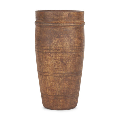Mercana - Porta Large Medium Brown Reclaimed Wooden Pot - 70507 view 1