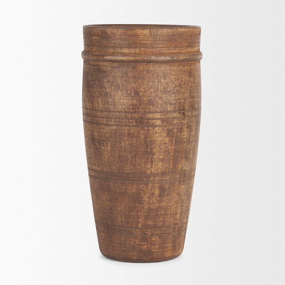 Mercana - Porta Large Medium Brown Reclaimed Wooden Pot - 70507 view 2