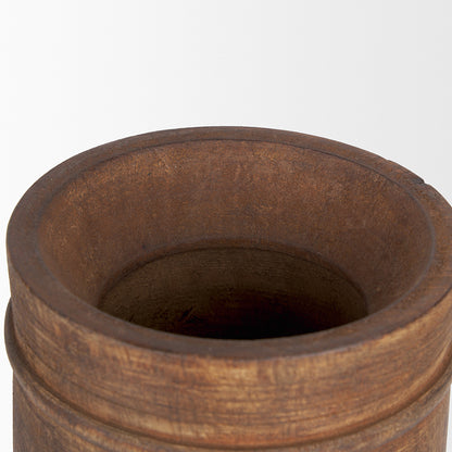 Mercana - Porta Large Medium Brown Reclaimed Wooden Pot - 70507 view 3