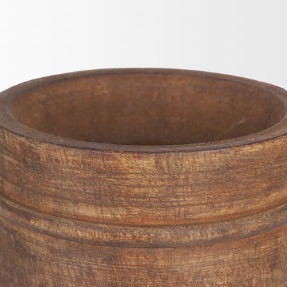 Mercana - Porta Large Medium Brown Reclaimed Wooden Pot - 70507 view 4