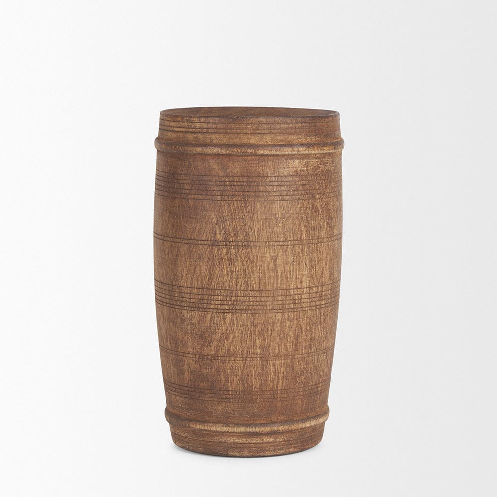 Mercana - Porta Small Medium Brown Reclaimed Wooden Pot - 70508 view 2