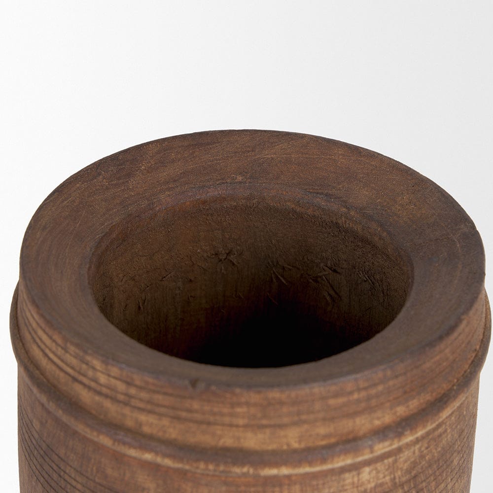 Mercana - Porta Small Medium Brown Reclaimed Wooden Pot - 70508 view 3