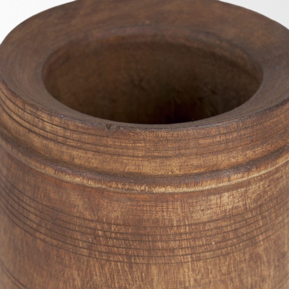 Mercana - Porta Small Medium Brown Reclaimed Wooden Pot - 70508 view 4
