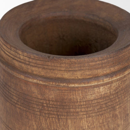 Mercana - Porta Small Medium Brown Reclaimed Wooden Pot - 70508 view 4