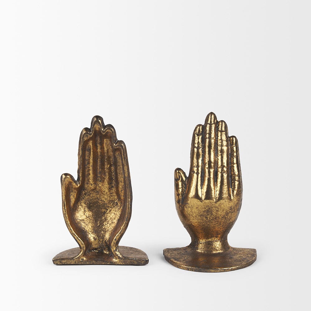 Mercana - Praying Hands Gold Cast Iron Book Ends - 70538 view 4