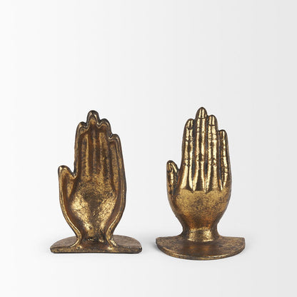 Mercana - Praying Hands Gold Cast Iron Book Ends - 70538 view 4
