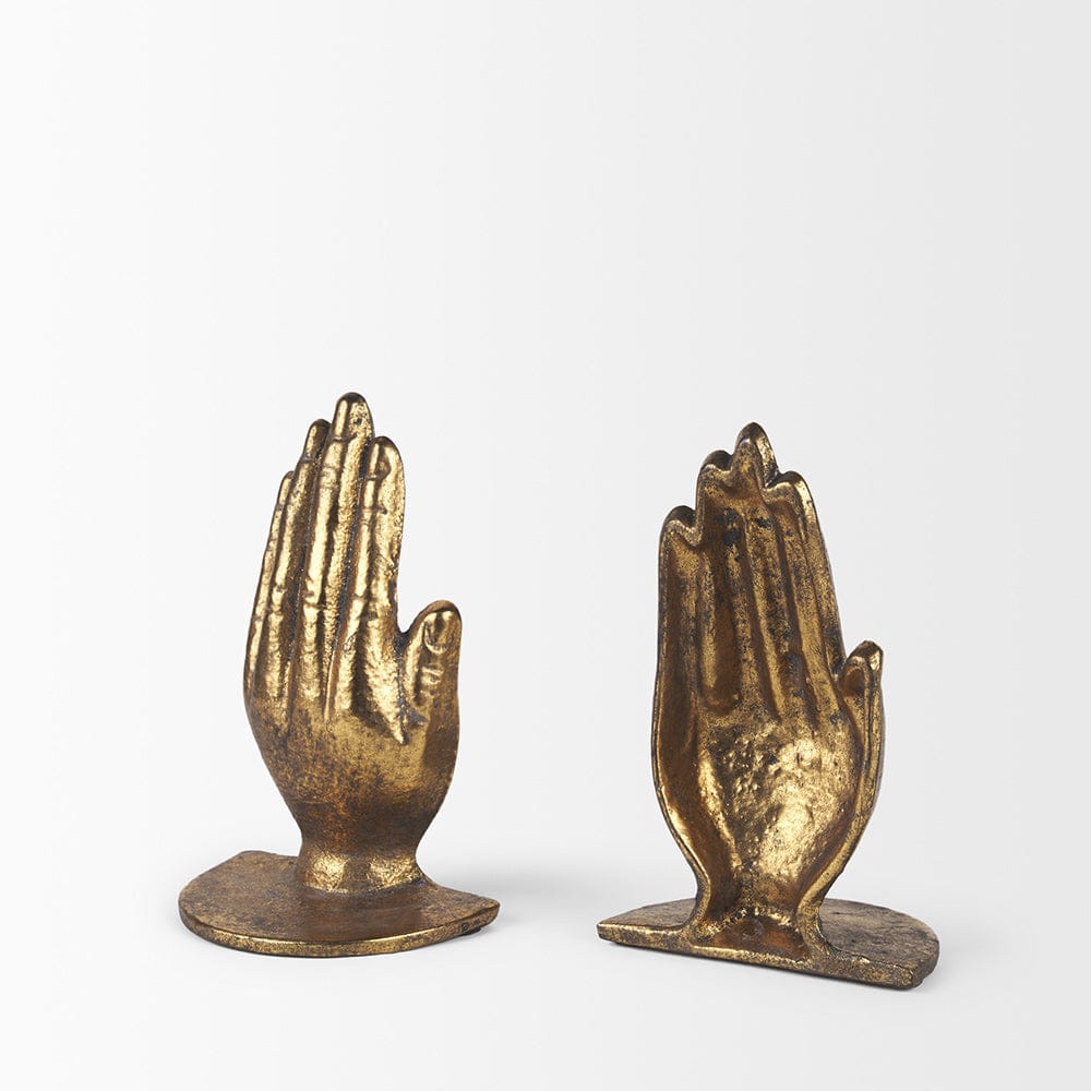 Mercana - Praying Hands Gold Cast Iron Book Ends - 70538 view 5