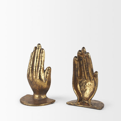Mercana - Praying Hands Gold Cast Iron Book Ends - 70538 view 5