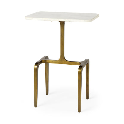 Mercana - Preston 17.3L x 11.3W x 22.8H White Marble Top W/Gold Metal Accent Table - 69672 view 1