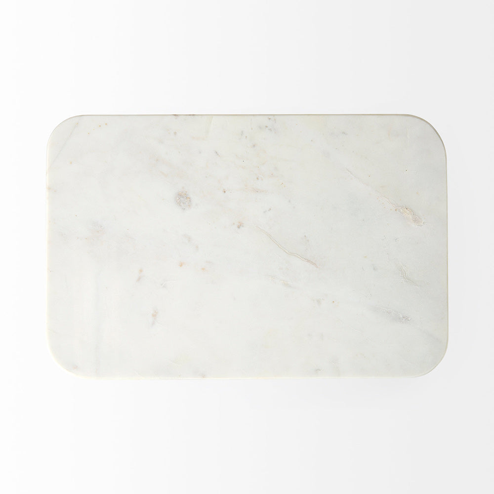 Mercana - Preston 17.3L x 11.3W x 22.8H White Marble Top W/Gold Metal Accent Table - 69672 view 5