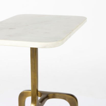 Mercana - Preston 17.3L x 11.3W x 22.8H White Marble Top W/Gold Metal Accent Table - 69672 view 6
