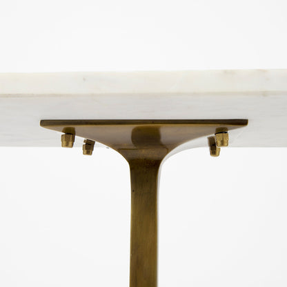 Mercana - Preston 17.3L x 11.3W x 22.8H White Marble Top W/Gold Metal Accent Table - 69672 view 7