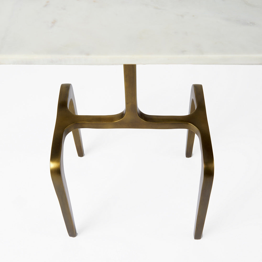 Mercana - Preston 17.3L x 11.3W x 22.8H White Marble Top W/Gold Metal Accent Table - 69672 view 9