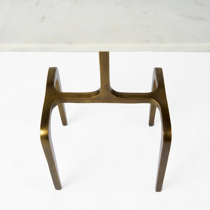 Mercana - Preston 17.3L x 11.3W x 22.8H White Marble Top W/Gold Metal Accent Table - 69672 view 9