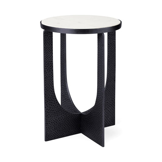Mercana - Preston 23"H White Marble Top w/ Matte Black Metal Accent Table - 69673 view 1