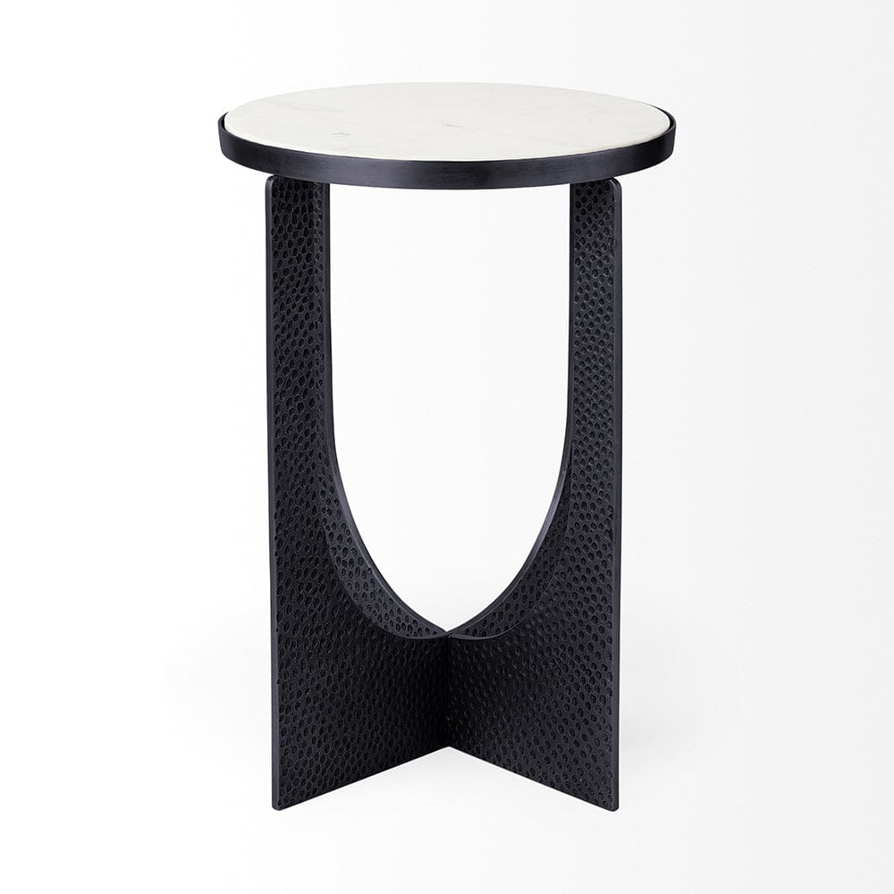 Mercana - Preston 23"H White Marble Top w/ Matte Black Metal Accent Table - 69673 view 2