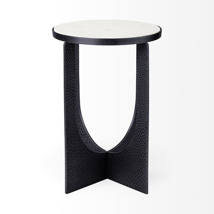 Mercana - Preston 23"H White Marble Top w/ Matte Black Metal Accent Table - 69673 view 2