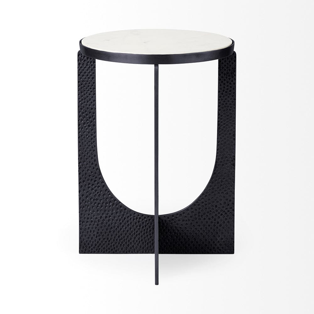 Mercana - Preston 23"H White Marble Top w/ Matte Black Metal Accent Table - 69673 view 3