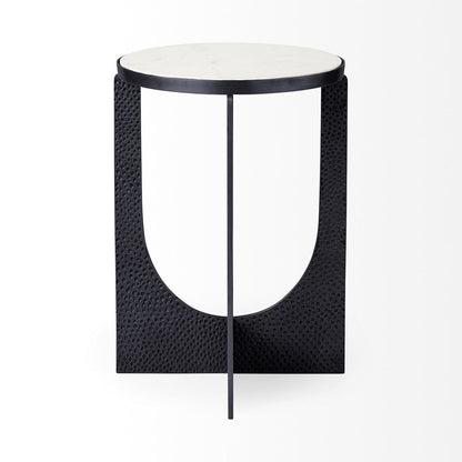 Mercana - Preston 23"H White Marble Top w/ Matte Black Metal Accent Table - 69673 view 3