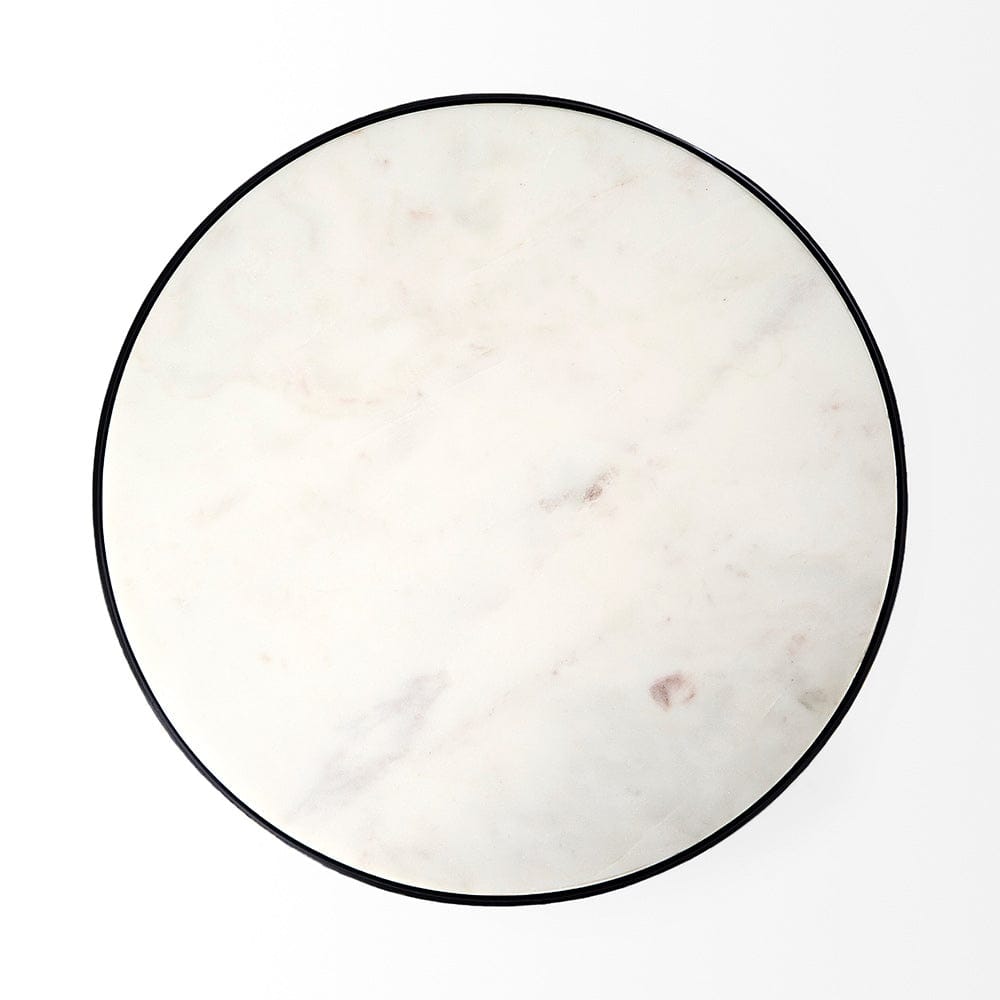 Mercana - Preston 23"H White Marble Top w/ Matte Black Metal Accent Table - 69673 view 4