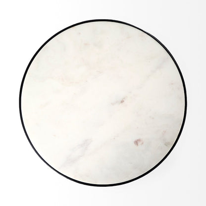 Mercana - Preston 23"H White Marble Top w/ Matte Black Metal Accent Table - 69673 view 4