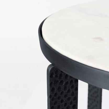 Mercana - Preston 23"H White Marble Top w/ Matte Black Metal Accent Table - 69673 view 5