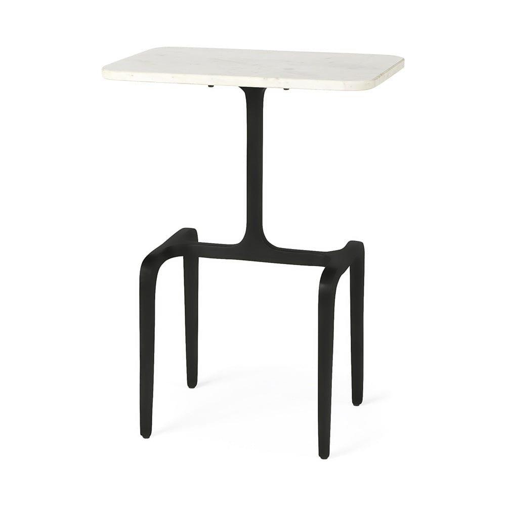 Mercana - Preston White Marble Tabletop w/ Matte Black Iron Base Accent Table - 69688 view 1