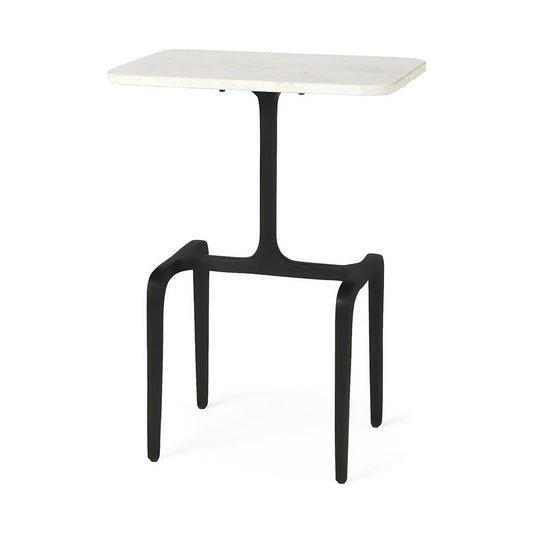 Mercana - Preston White Marble Tabletop w/ Matte Black Iron Base Accent Table - 69688 view 1