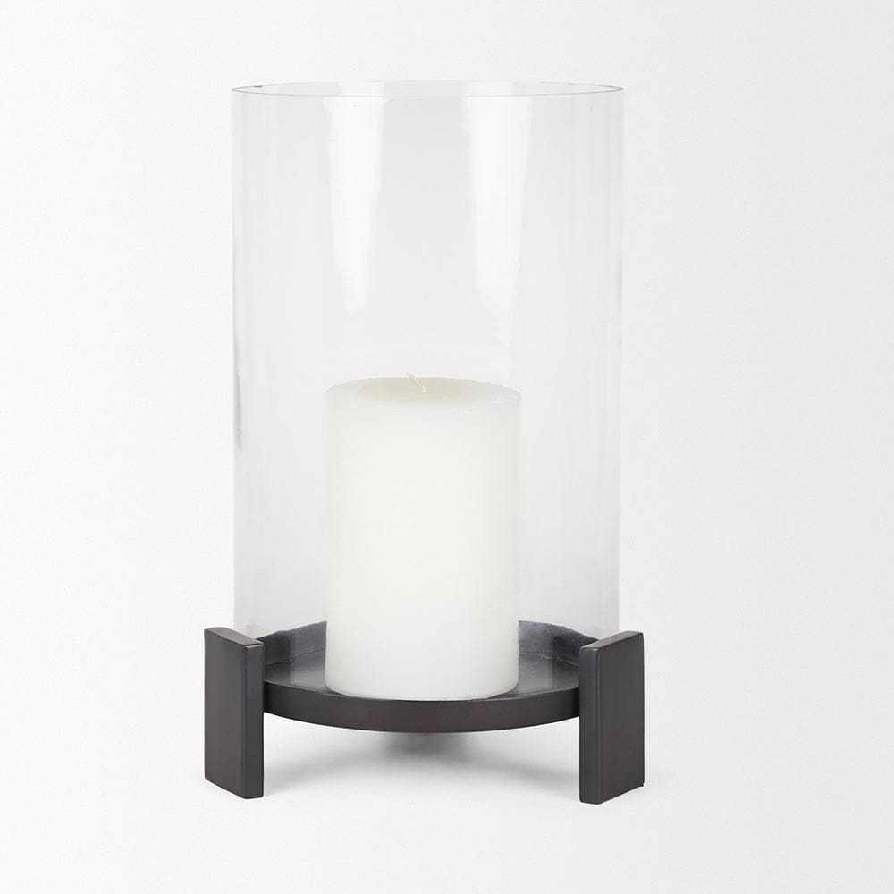 Mercana - Price Large Matte Black Metal w/ Glass Hurricane Candle Holder - 70676 view 4