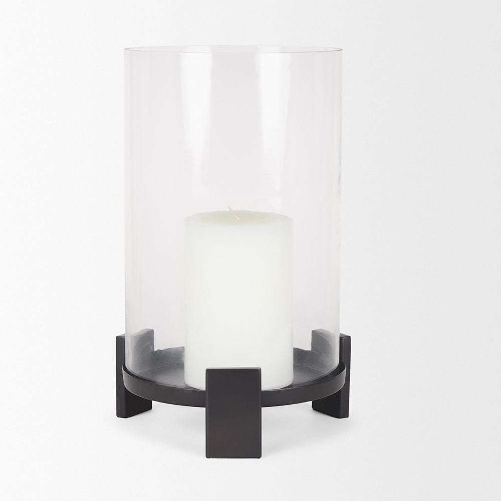 Mercana - Price Large Matte Black Metal w/ Glass Hurricane Candle Holder - 70676 view 5