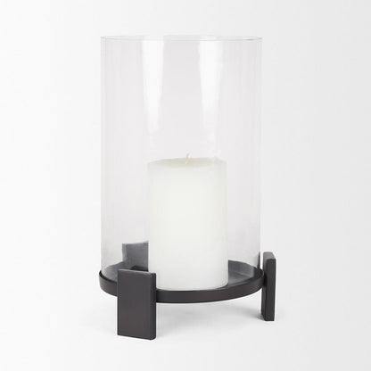 Mercana - Price Large Matte Black Metal w/ Glass Hurricane Candle Holder - 70676 view 6