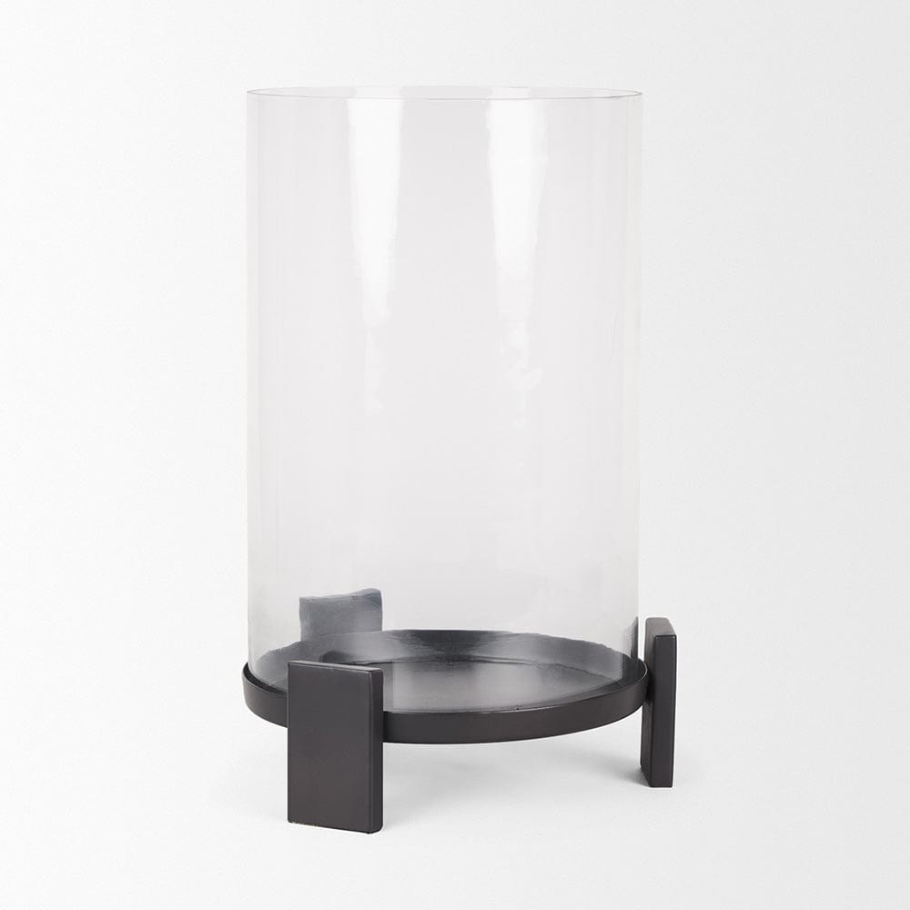 Mercana - Price Large Matte Black Metal w/ Glass Hurricane Candle Holder - 70676 view 7
