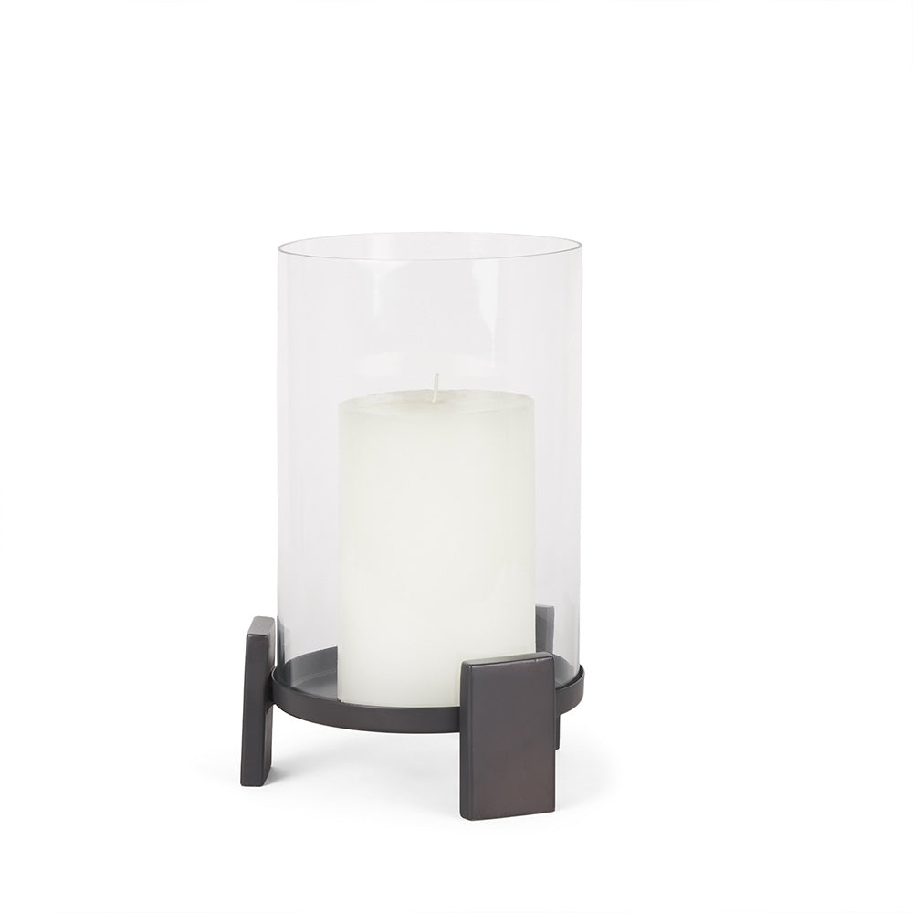 Mercana - Price Small Matte Black Metal w/ Glass Hurricane Candle Holder - 70677 view 1