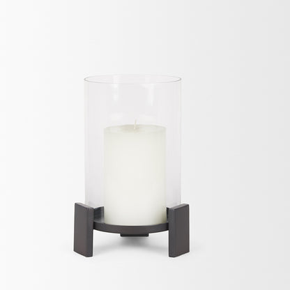 Mercana - Price Small Matte Black Metal w/ Glass Hurricane Candle Holder - 70677 view 2