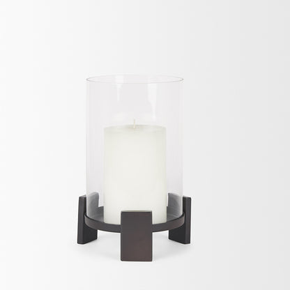 Mercana - Price Small Matte Black Metal w/ Glass Hurricane Candle Holder - 70677 view 3