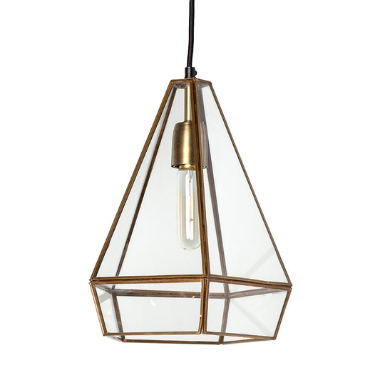 Mercana - Prima 9.5x12.5 Gold Metal and Glass Pyramid Pendant Light - 68176 view 1