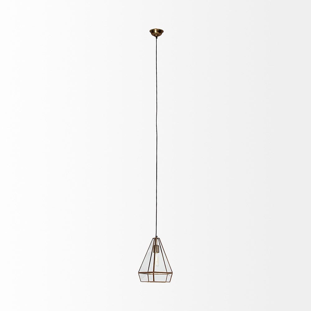 Mercana - Prima 9.5x12.5 Gold Metal and Glass Pyramid Pendant Light - 68176 view 3