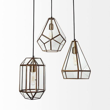 Mercana - Prima 9.5x12.5 Gold Metal and Glass Pyramid Pendant Light - 68176 view 6