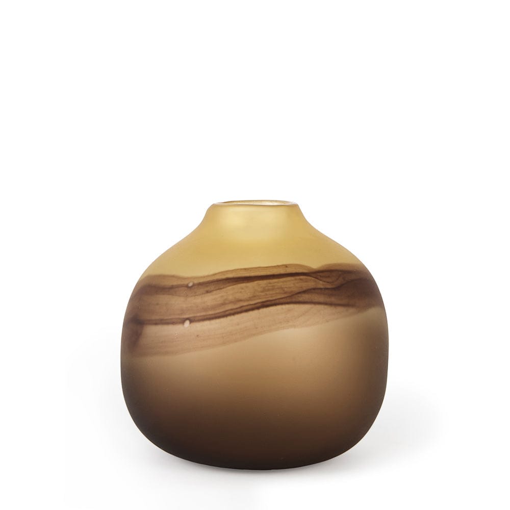 Mercana - Pyla Short Yellow/Brown Glass Sand Dune Inspired Vase - 69038 view 1