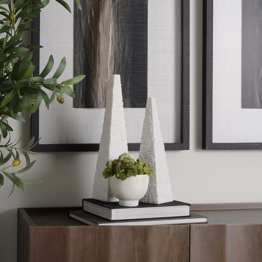 Mercana - Pyramis White Rough Marble Obelisk 13" - 70501 view 8