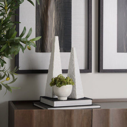Mercana - Pyramis White Rough Marble Obelisk 13" - 70501 view 8