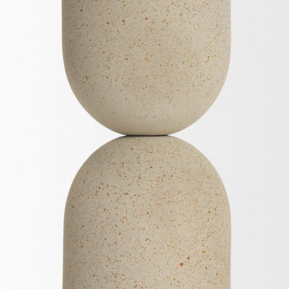 Mercana - Qamra Medium Beige Textured Metal Pillar Candle Holder Candle Holder - 70711 view 4